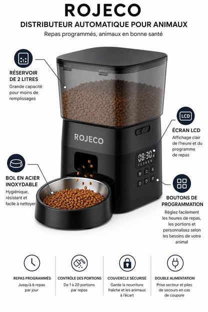 Distributeur automatique de croquettes 2L